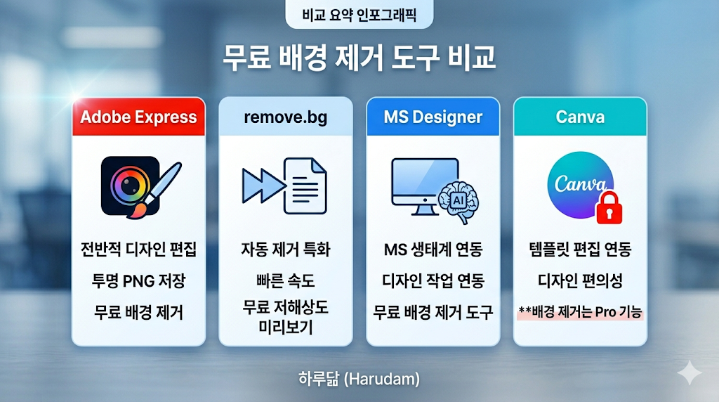무료 배경 제거 도구 비교