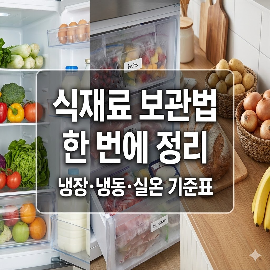 식재료 보관법 한 번에 정리: 냉장&middot;냉동&middot;실온 기준표