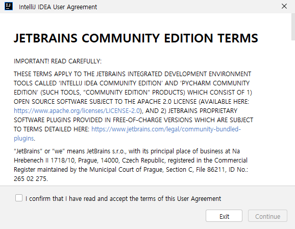 Intellij 사용자 약관