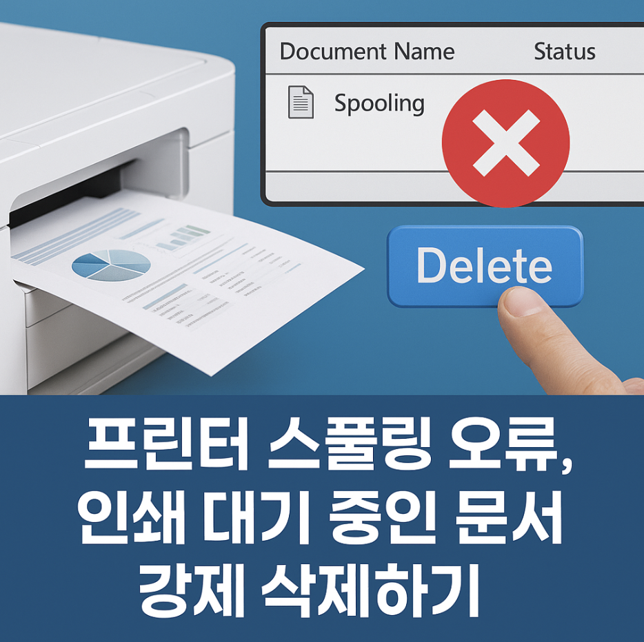 프린터 스풀링 오류, 인쇄 대기 중인 문서 강제 삭제하기