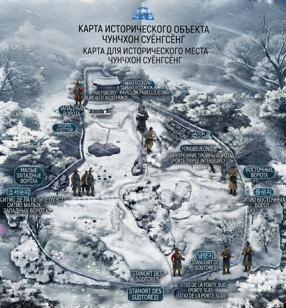 План-путеводитель по крепости Чхунчхон Суёнсон в Борёне
