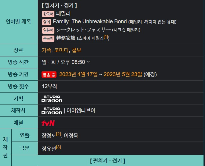 패밀리 드라마 기본정보