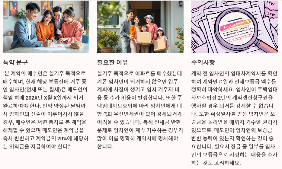 실거주 목적 계약 시 전세.월세 임차인 관련 특약