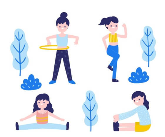 여러 종류의 운동을 하는 모습