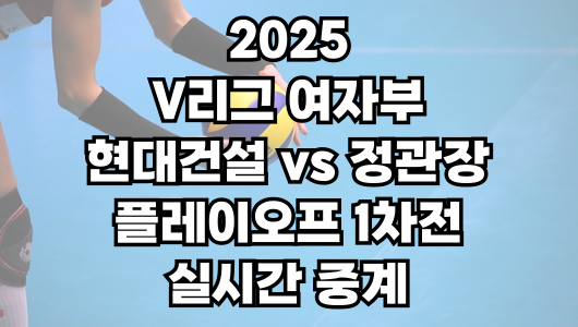 현대건설 vs 정관장 실시간 무료 중계 중계 보는 방법 및 경기 일정 총정리! 2025 V리그 여자부 플레이오프 1차전