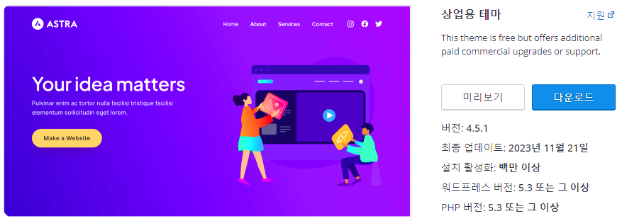 워드프레스 가장 인기 있는 무료 테마