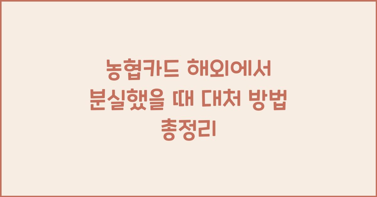 농협카드 해외에서 분실했을 때 대처 방법