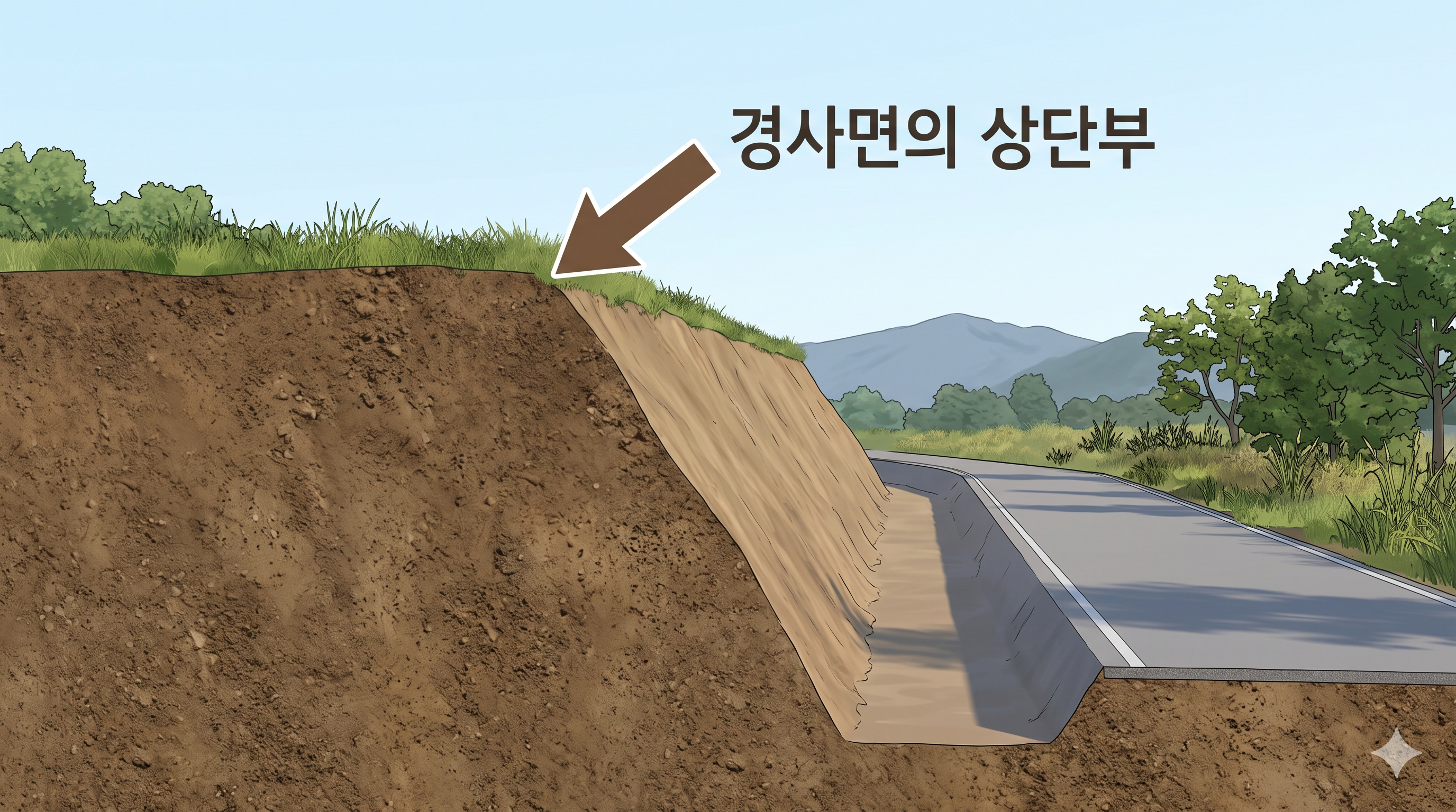 경사면의 상단부