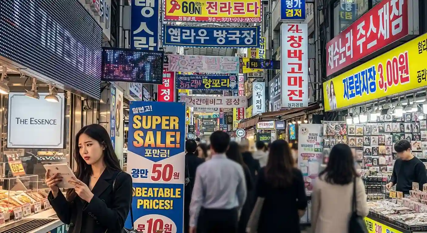 <img src="visual_overload_brand.webp" alt="화려한 시각적 요소들이 과도하게 배치되어 고객의 집중을 흐리고 브랜드의 본질을 가리는 장면을 표현한 이미지 입니다">