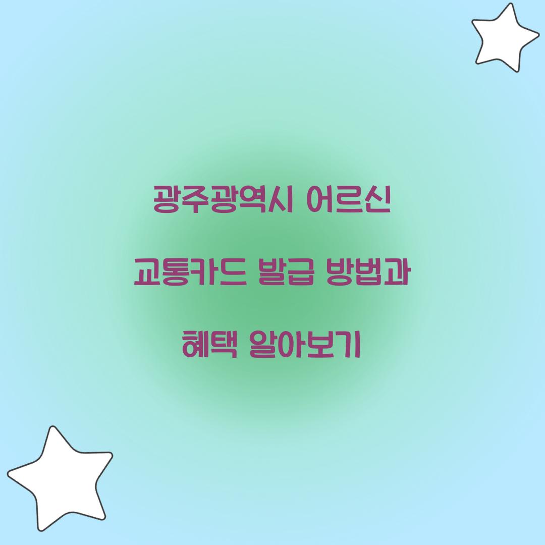 광주광역시 어르신 교통카드 발급