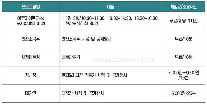 한산모시문화제 주요 프로그램, 체험 신청하기