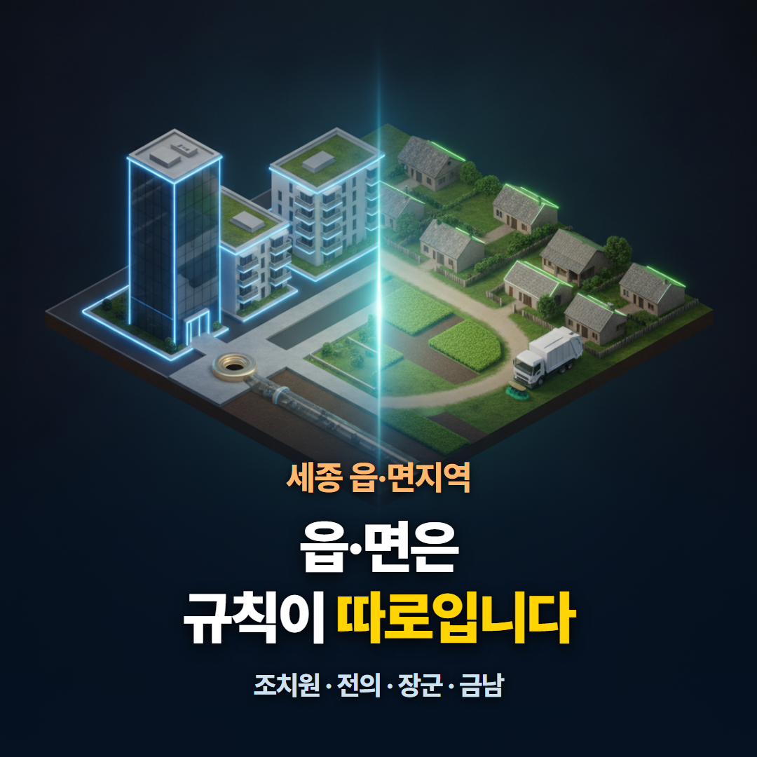 세종시 읍&middot;면지역은 신도시와 배출 규칙이 따로라는 것을 보여주는 대표 이미지