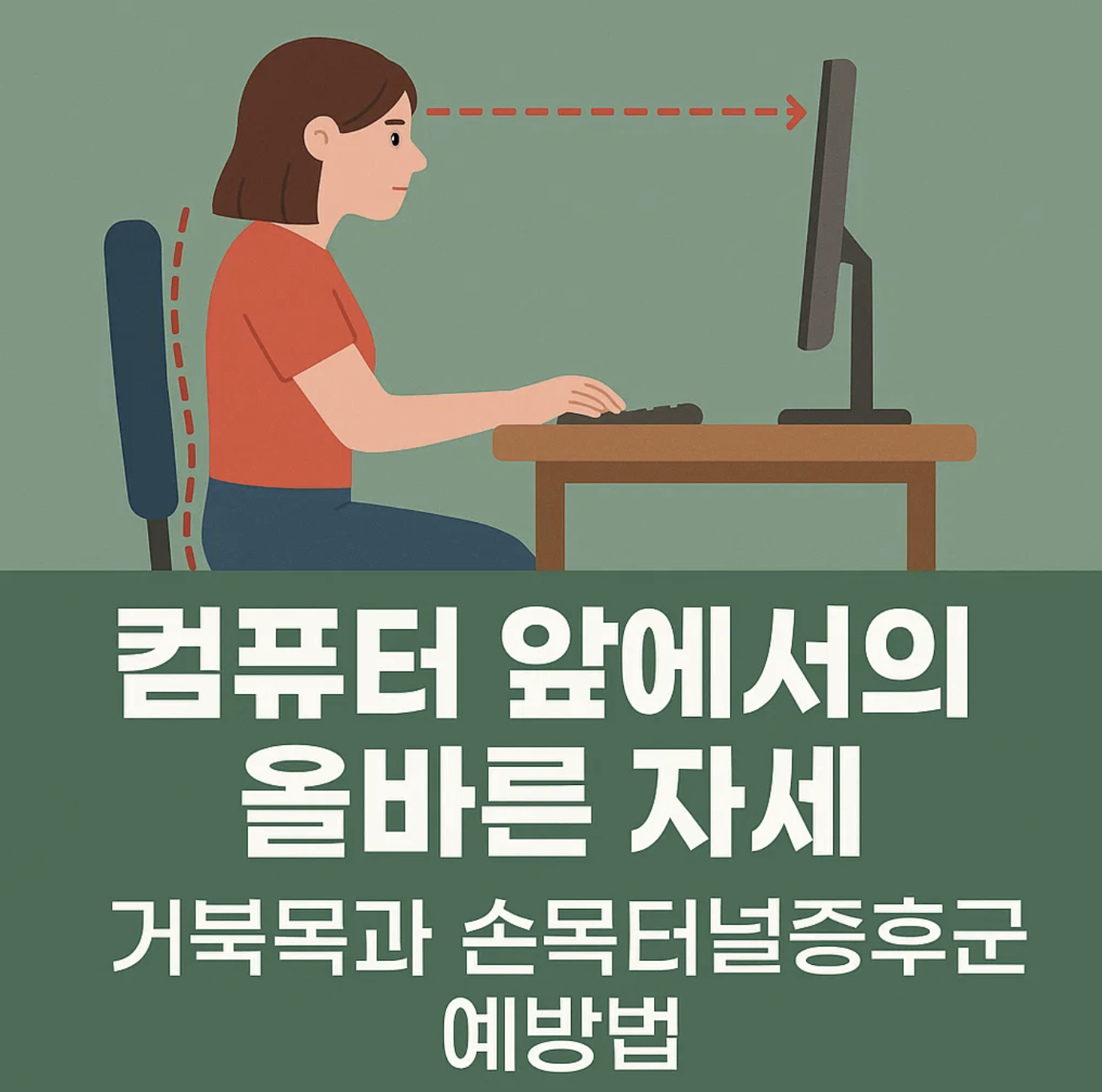 컴퓨터 앞에서의 올바른 자세, 거북목과 손목터널증후군 예방법