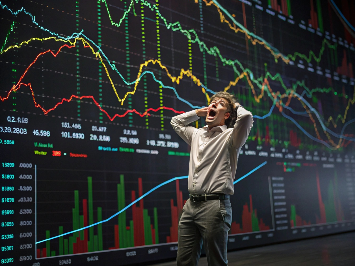 미국 주식 시장 붕괴로 괴로워 하는 미국인