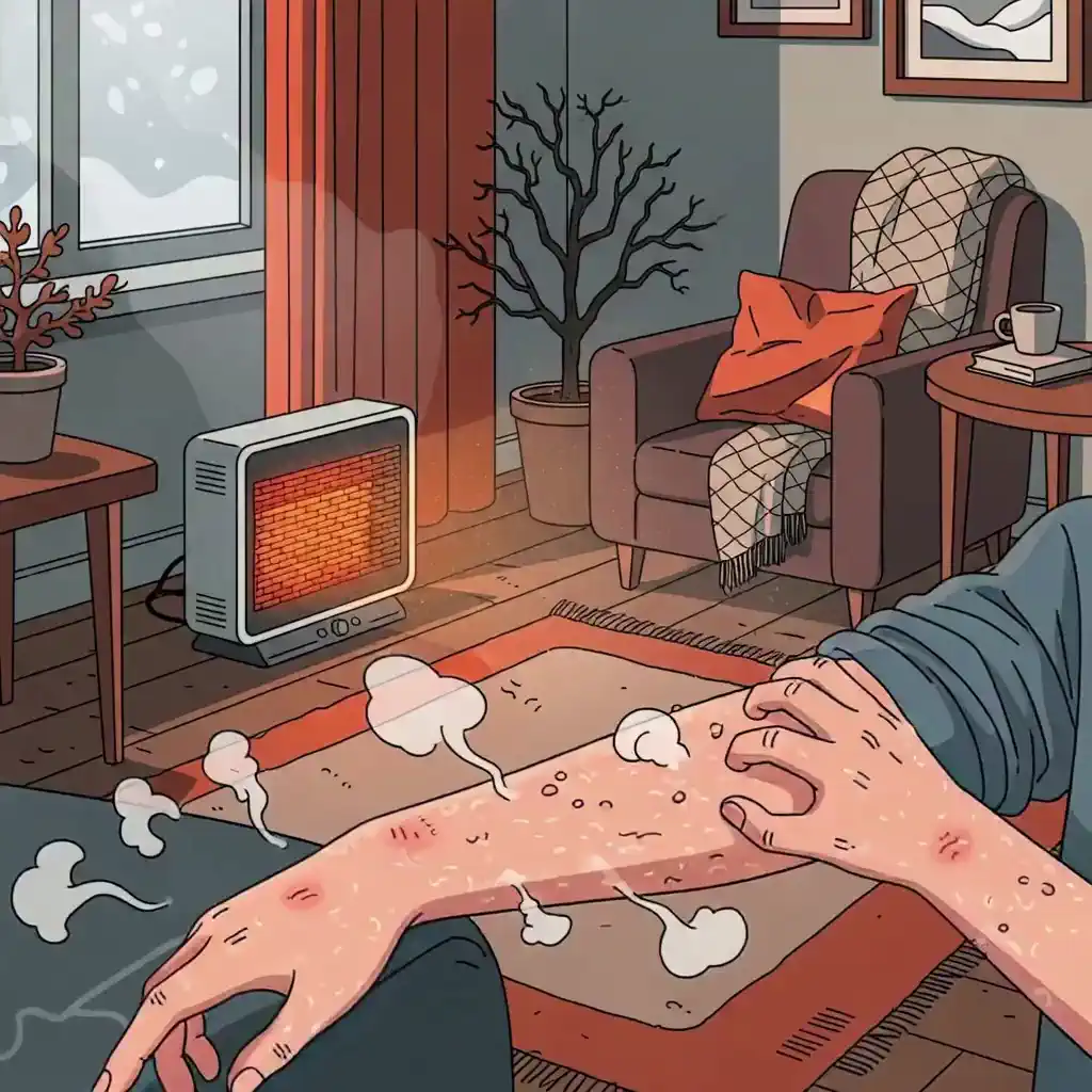 난방 중 건조한 실내 피부 가려움