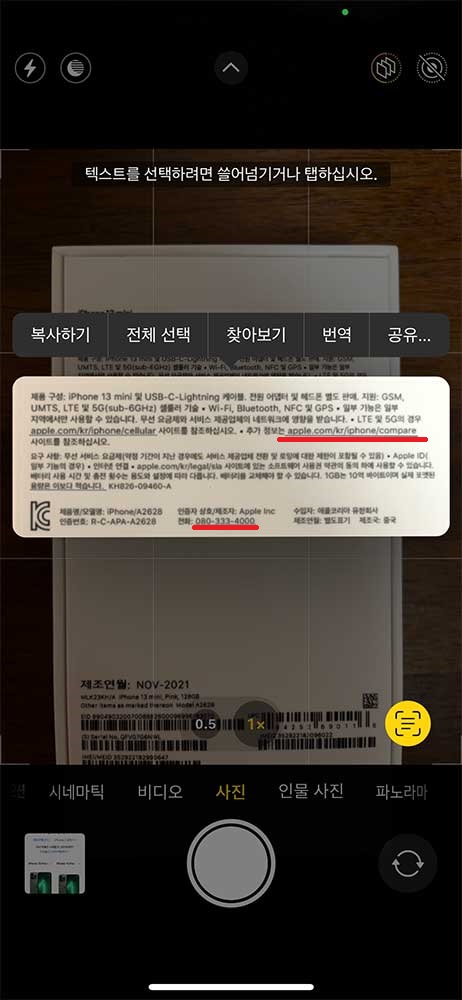 라이브 텍스트(Live Text)