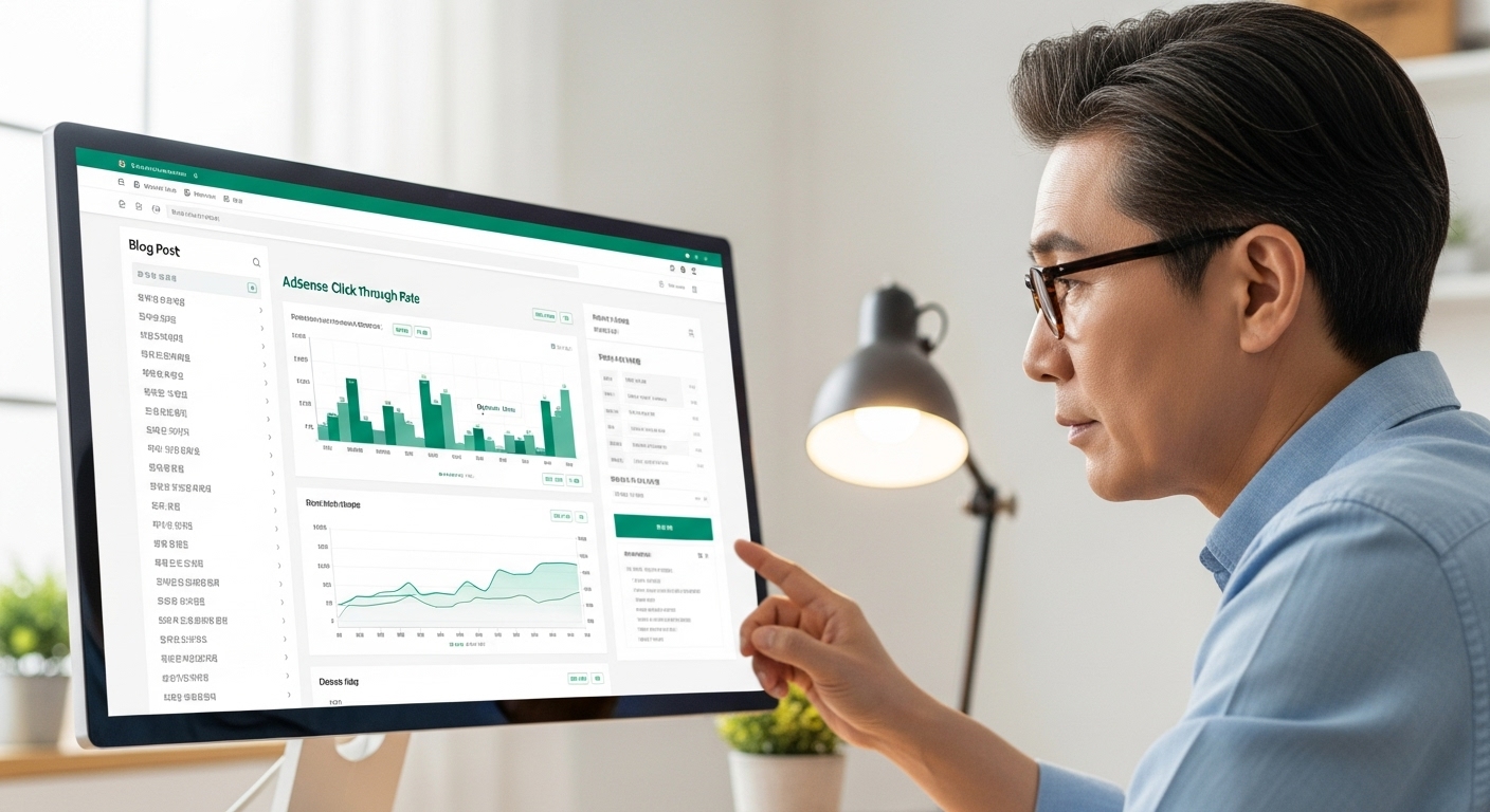 애드센스 클릭률 분석 중인 화면