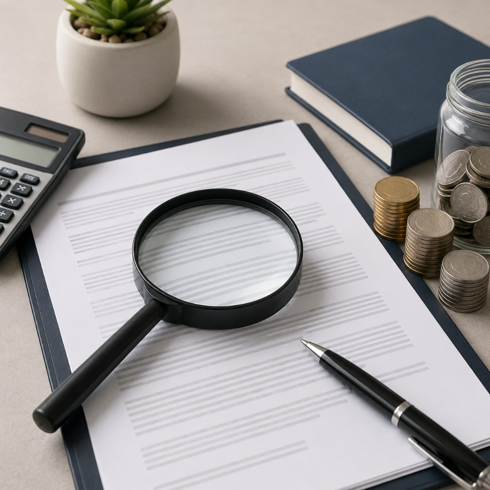 은행 적금 상품설명서를 검토하는 계약 확인 이미지