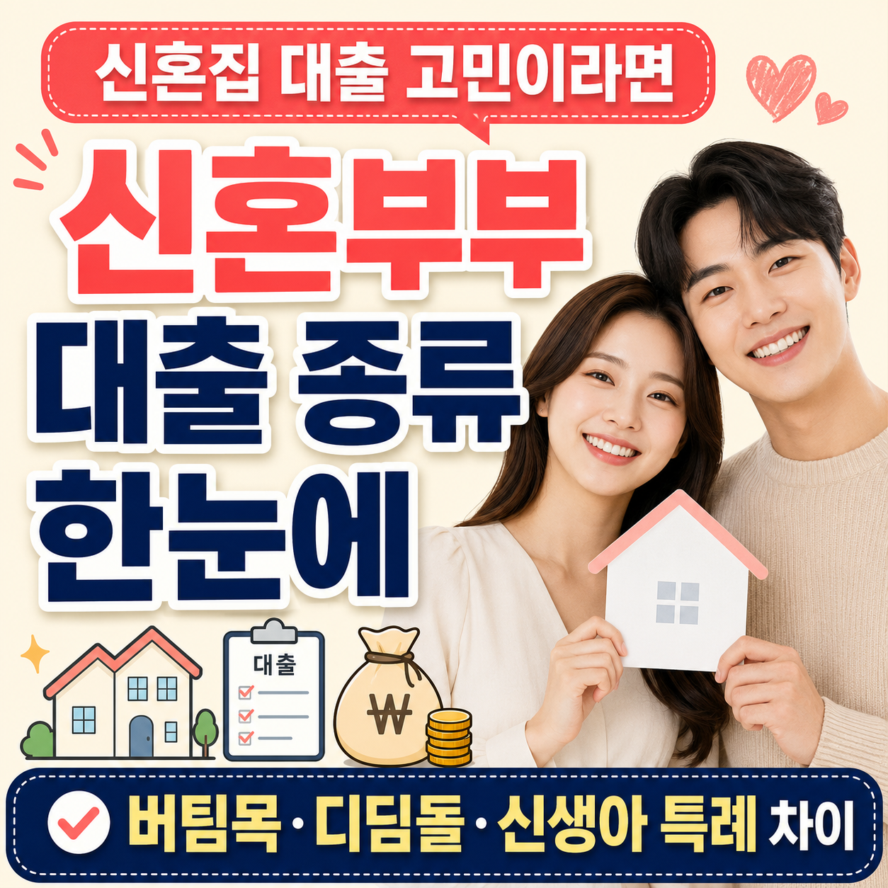 신혼부부 대출 종류 버팀목 디딤돌 신생아 특례 차이 정리 이미지