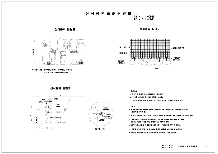 산석옹벽표준단면도