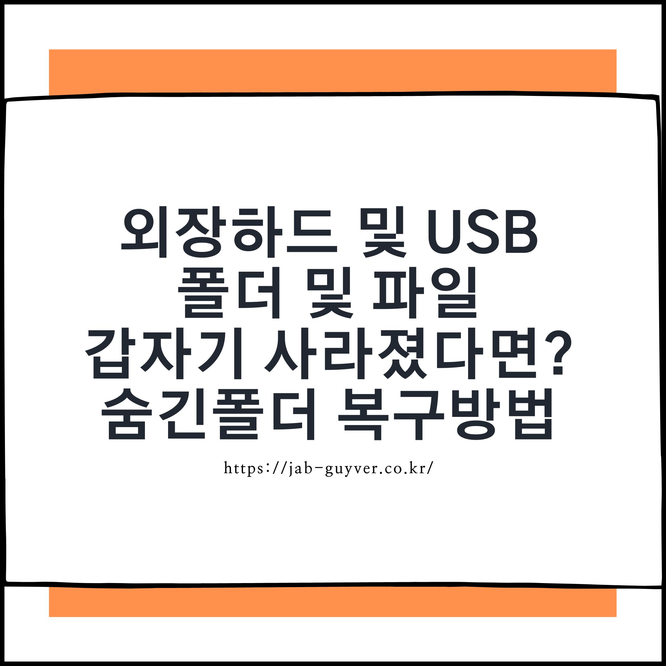 외장하드 USB 파일 사라짐 숨김폴더 attrib CHKDSK 복구방법