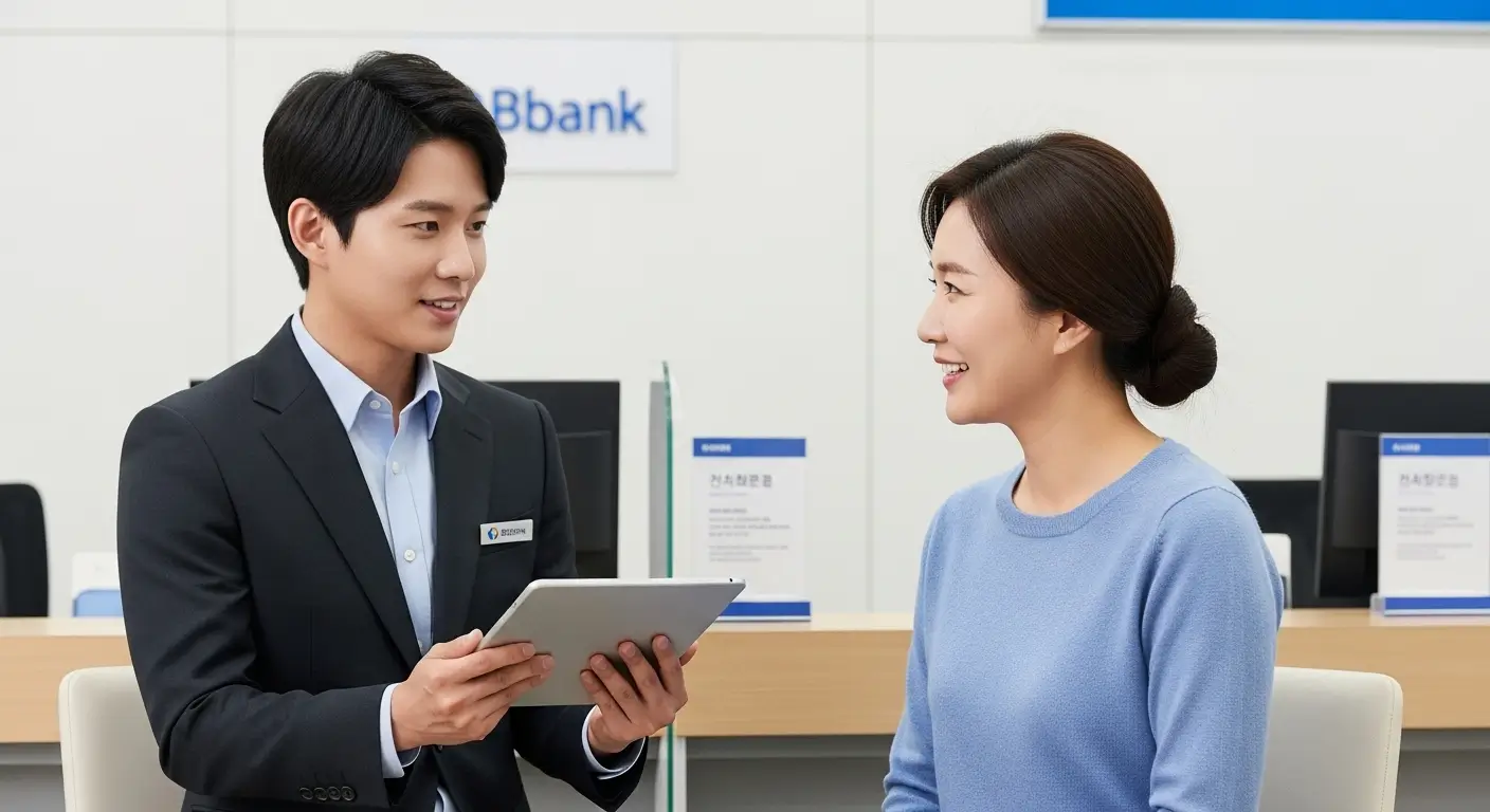 복잡하고 강화된 대출 규제 속에서, 전문가의 도움을 받아 안전한 자금 계획을 세우는 한국인 부부의 모습