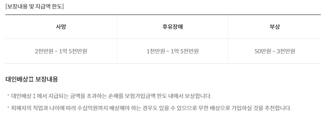 자동차보험 특약종류