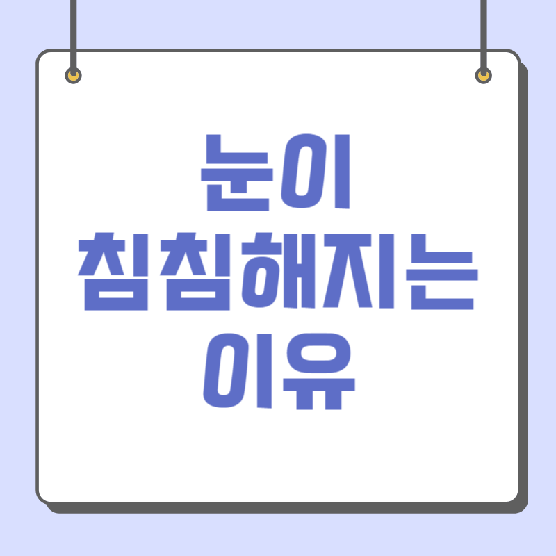 눈이 침침해지는 이유