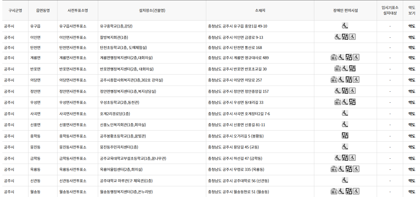 공주시 대통령선거 사전투표 투표장소 투표소 위치 투표 방법