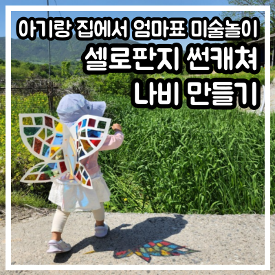 아기랑 집에서 엄마표 미술놀이, 셀로판지 선캐쳐 나비 만들기