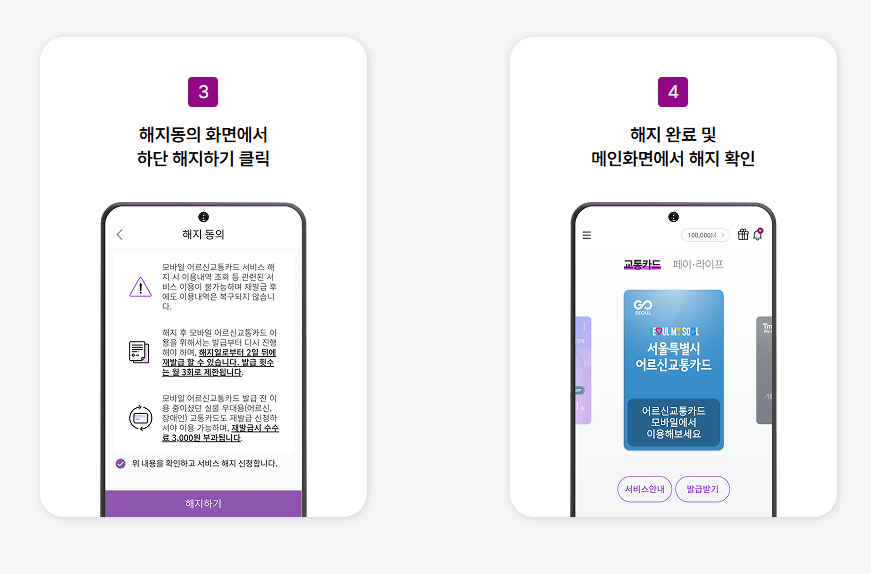 경로우대 교통카드 해지 및 재발급