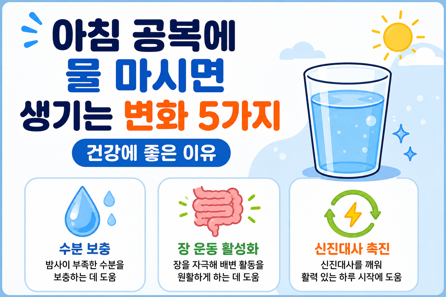 아침 공복에 물 마시면 생기는 변화 5가지 (건강에 좋은 이유) -사진-