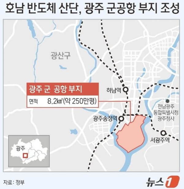 호남 반도체 산단 군 공항 부지 위치 지도