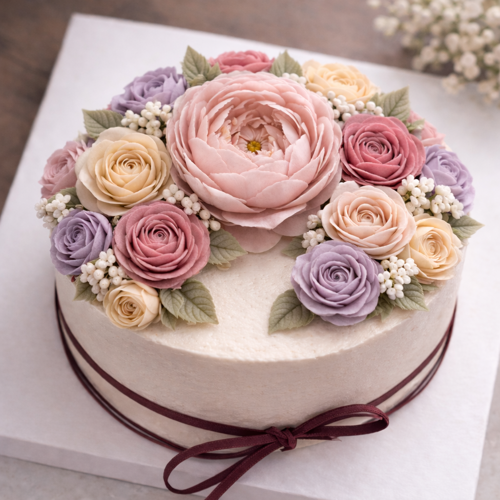 크림치즈설기 떡케이크 작약 장미 앙금플라워