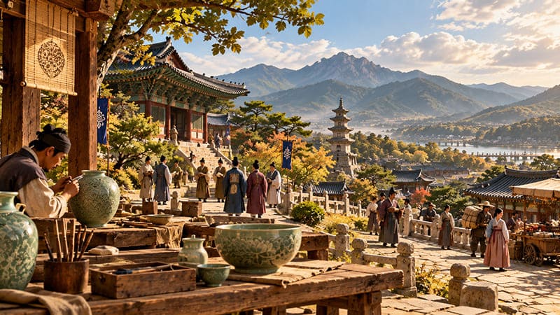 고려시대의 문화와 사람들의 삶을 보여주는 역사적 풍경