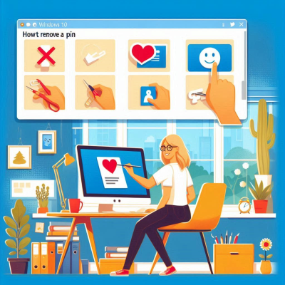 Windows 계정 설정화면을 설명하는 여성 일러스트