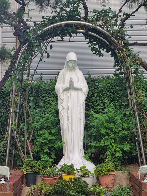 울산 삼산성당 성모동산에 있는 성모상 사진