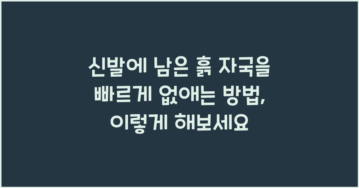 신발에 남은 흙 자국을 빠르게 없애는 방법