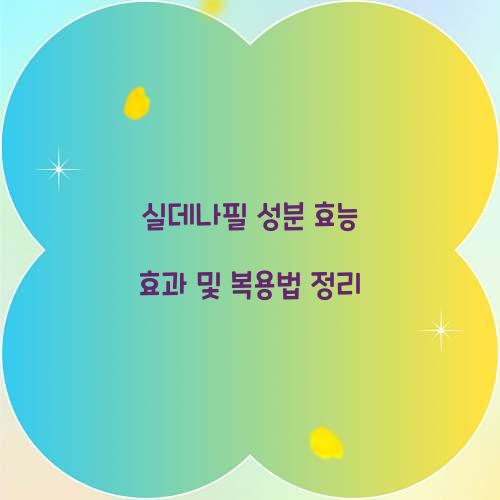실데나필 성분 효능 효과