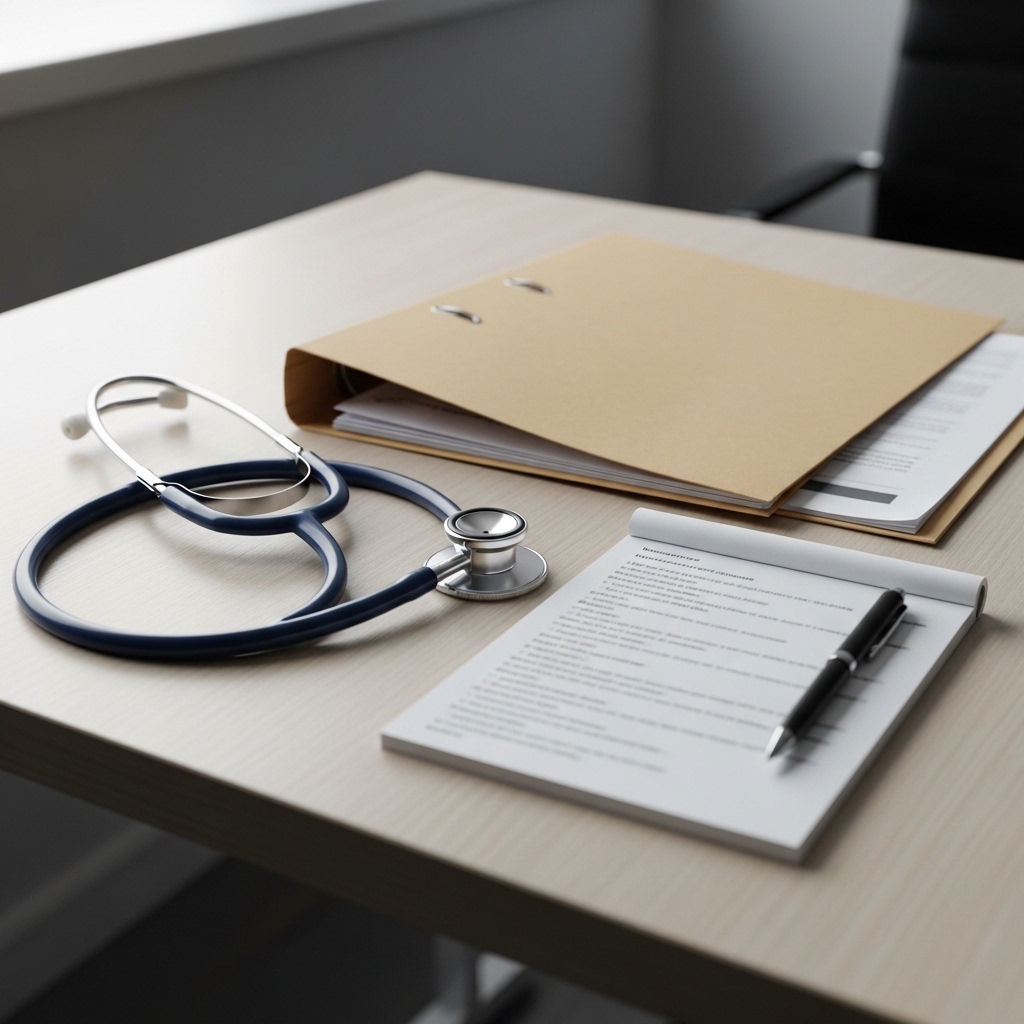 공황 증상이 반복될 때 의료진 상담이 필요함을 상징하는 진료실 정물 이미지