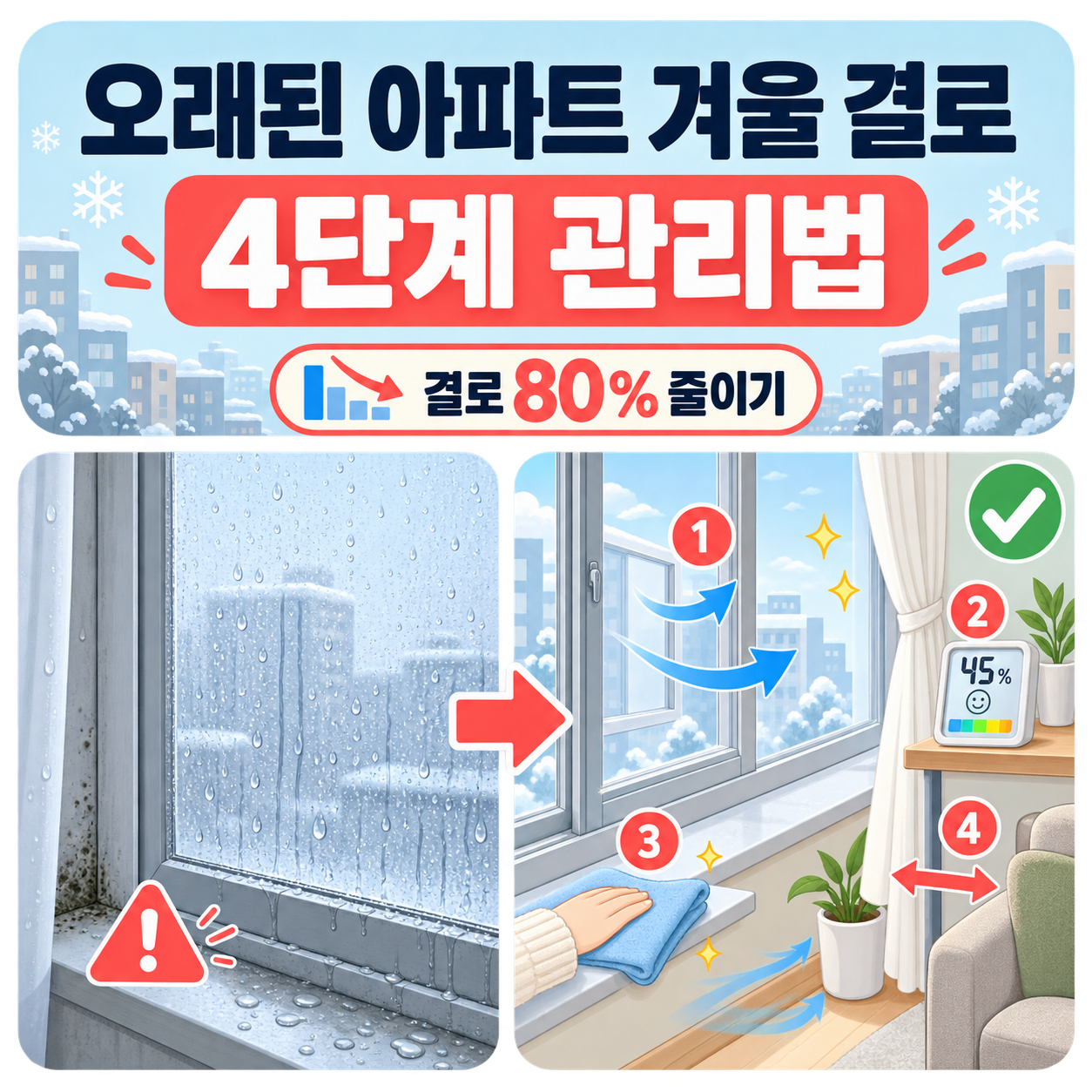 오래된 아파트에서 겨울철 결로를 80% 줄이는 4단계 관리법