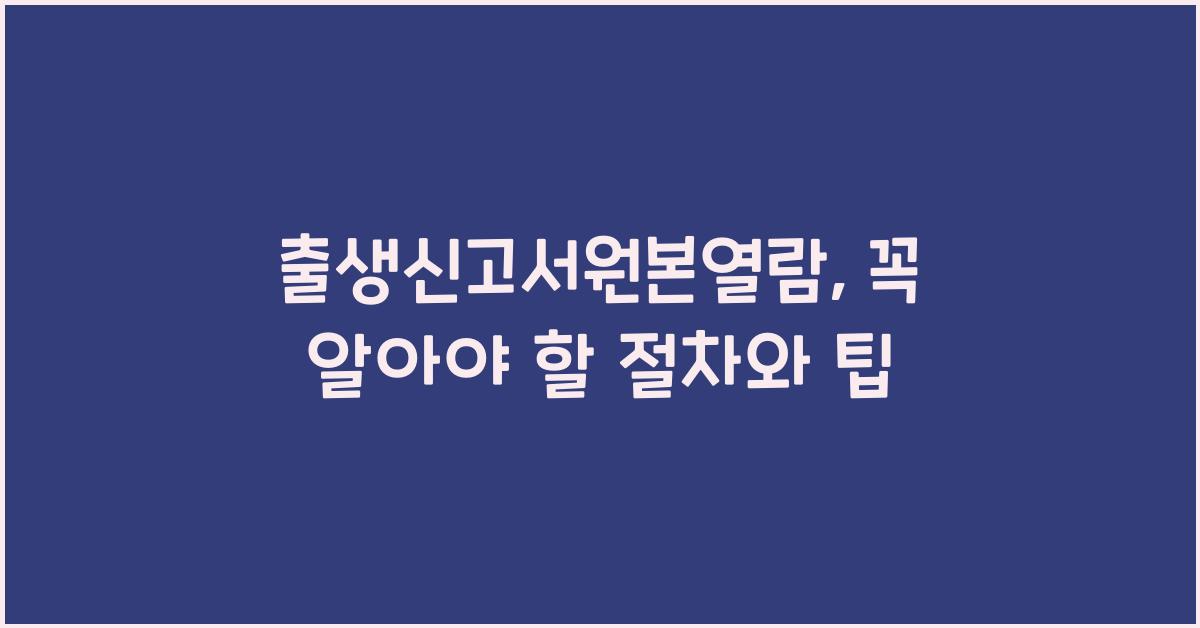 출생신고서원본열람