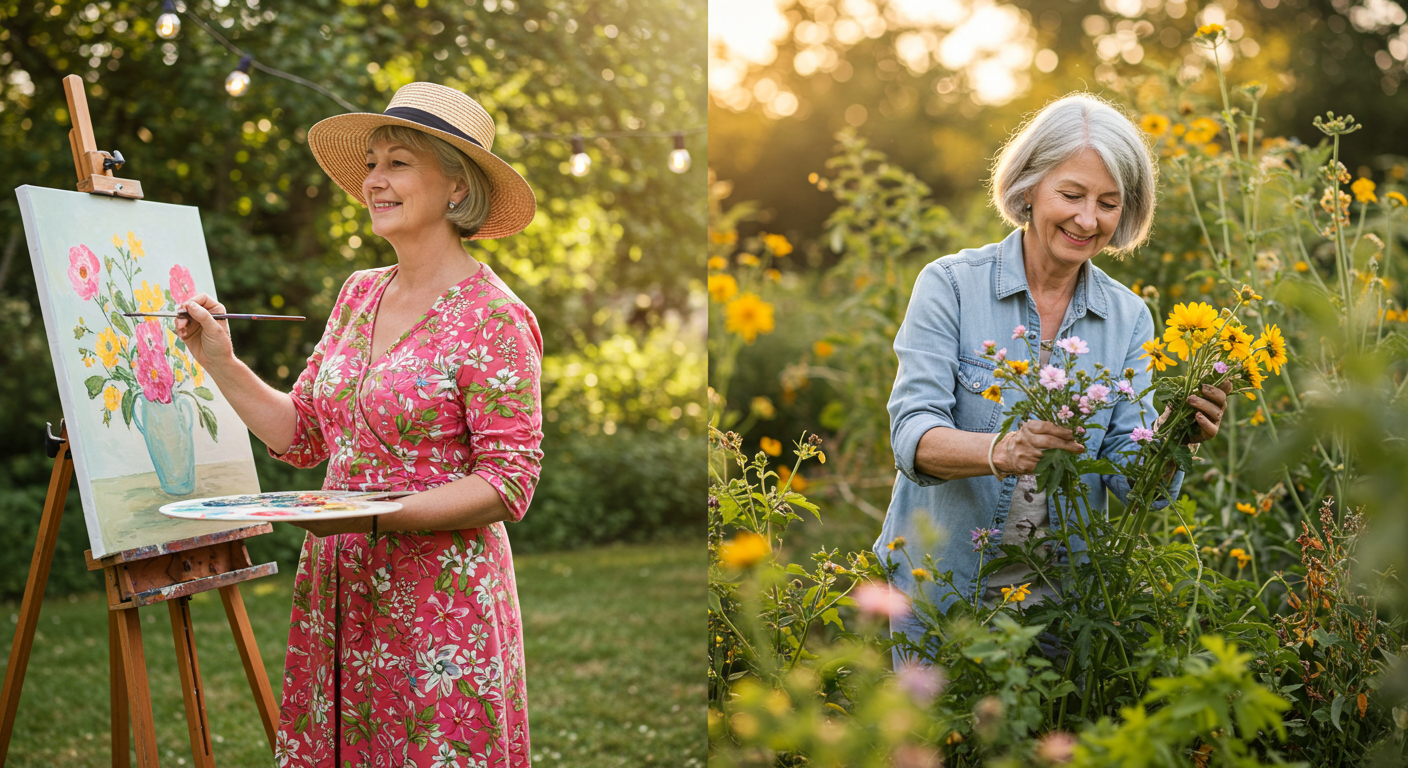 시니어분이 취미 활동을 하는 장면