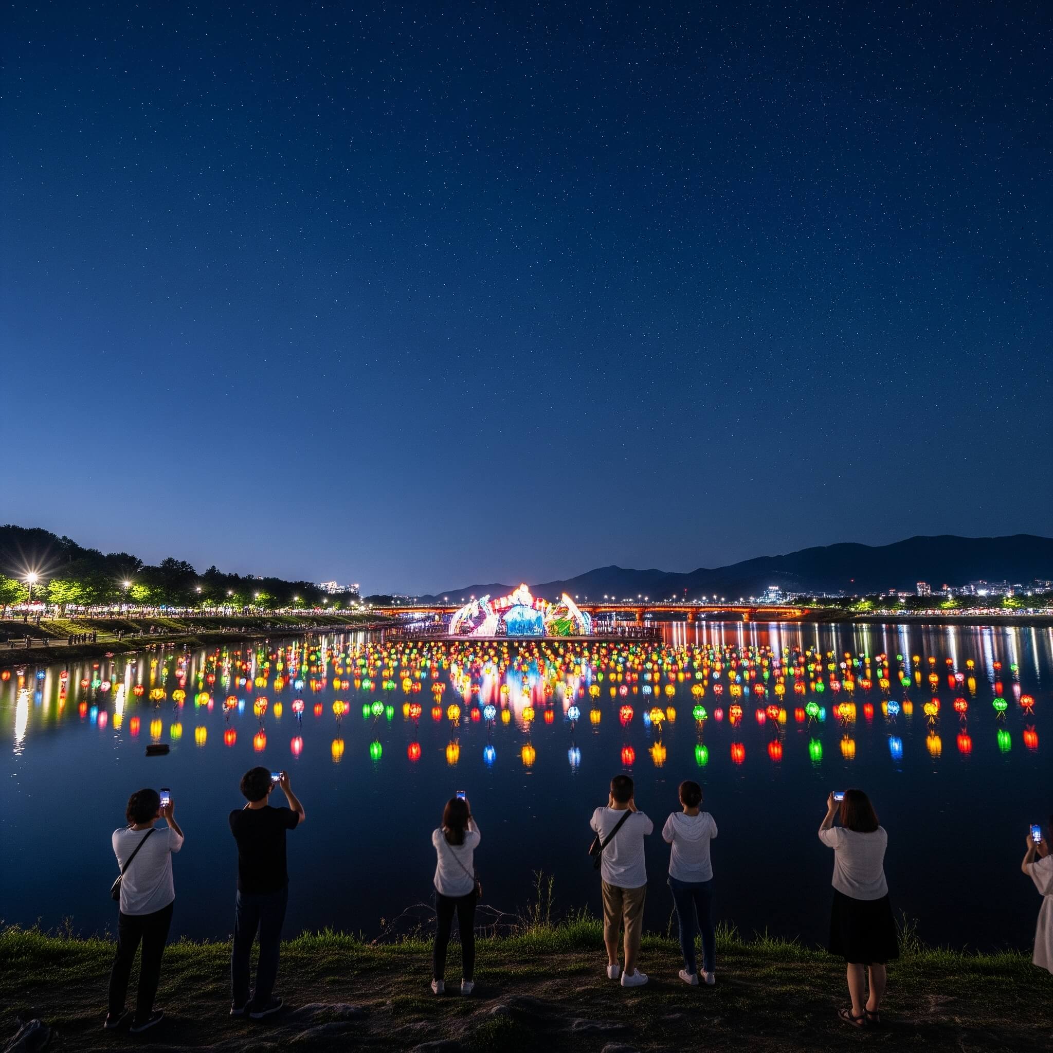 진주 남강 유등축제 야경