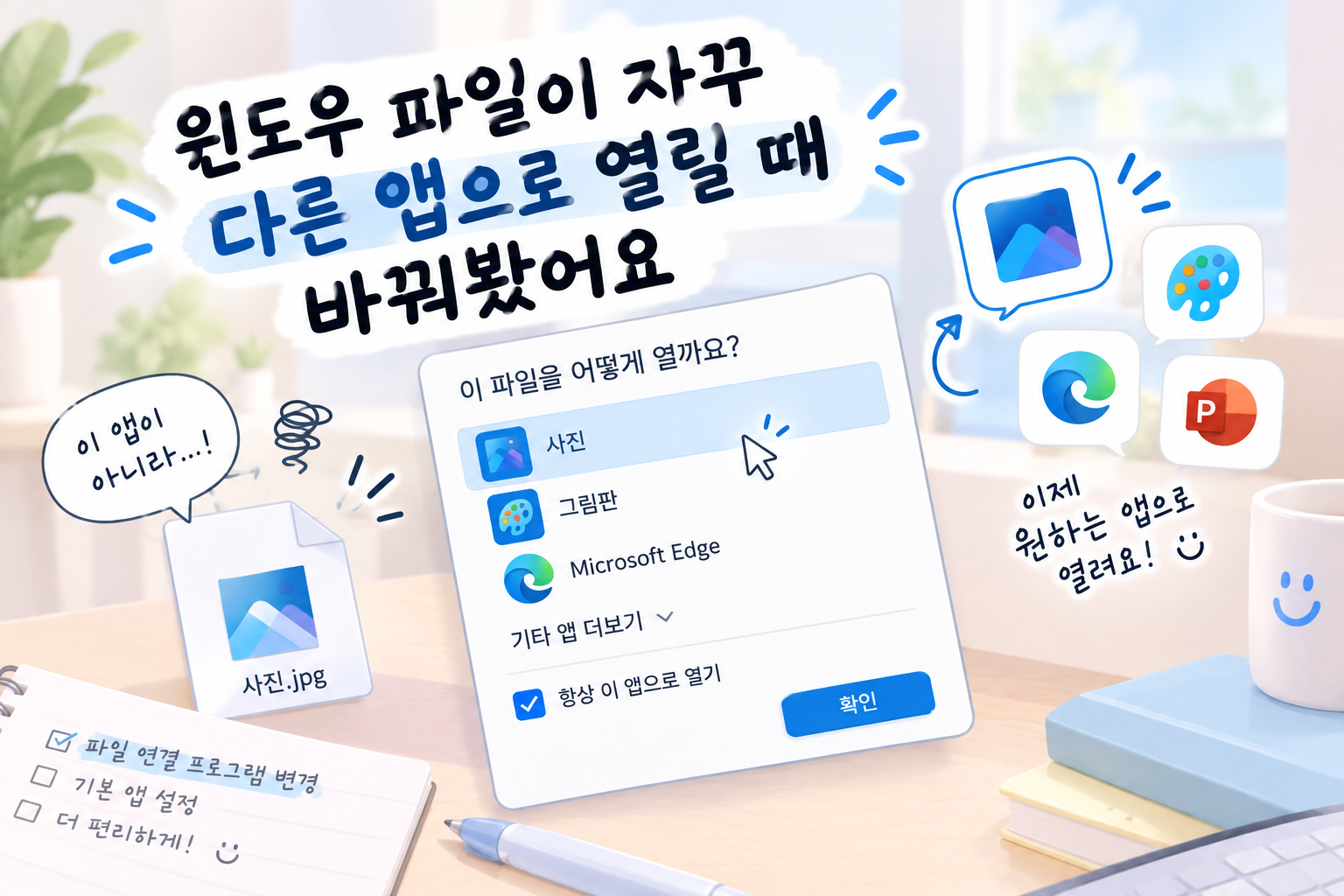 윈도우 파일이 자꾸 다른 앱으로 열릴 때 바꿔봤어요