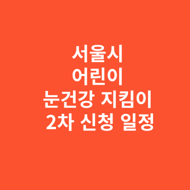 서울시 어린이 눈건강 지킴이 2차 신청 일정과 대상 정리