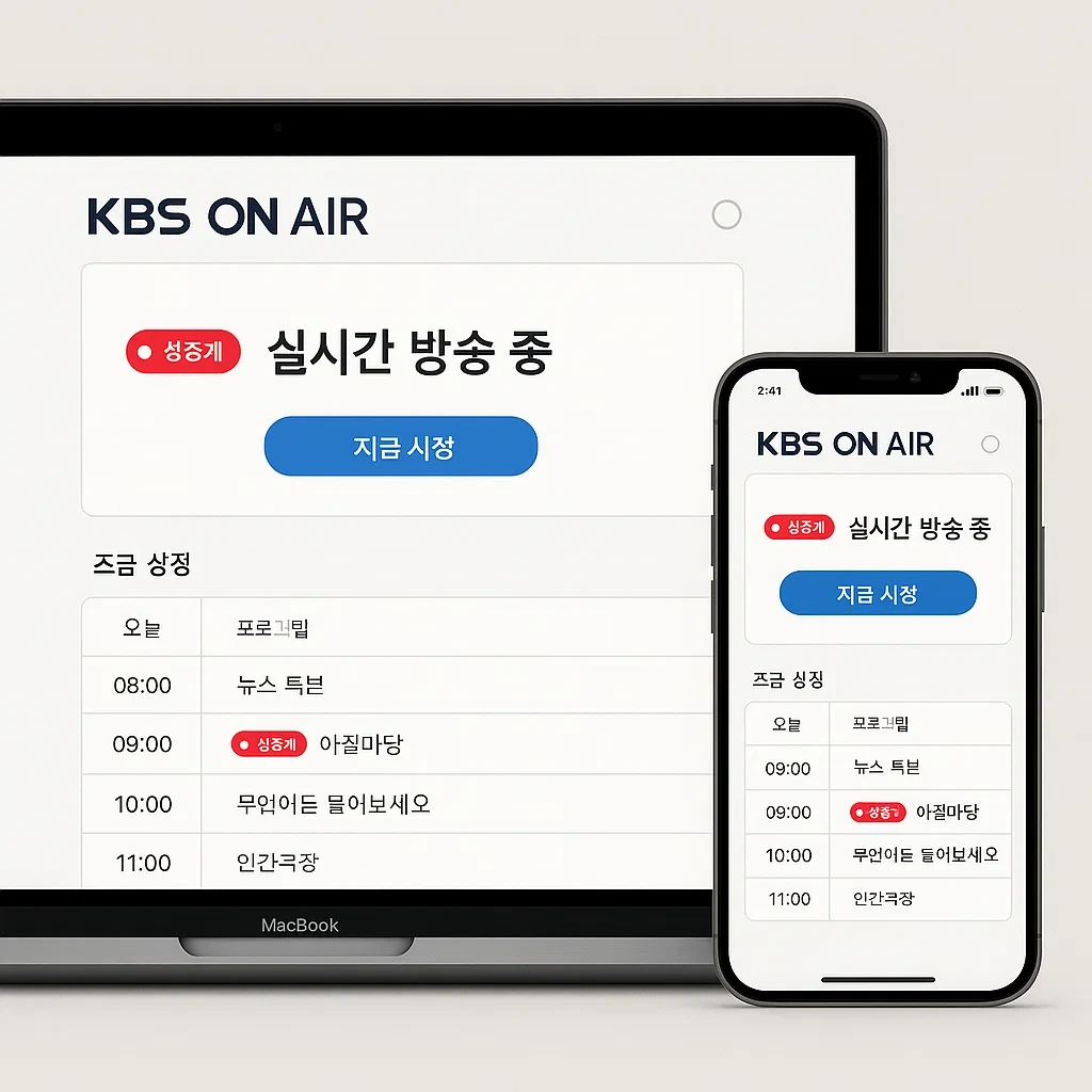 KBS 온에어 실시간 시청법 총정리: 로그인 없이 무료 시청