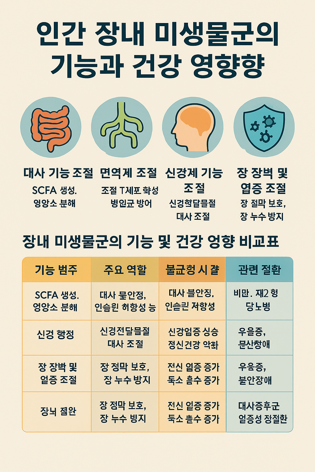 인간 장내 미생물군의 기능관련 이미지