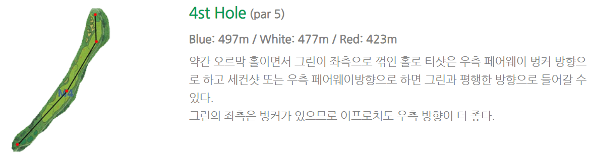 서라벌 골프클럽 마운틴코스 공략도 4홀