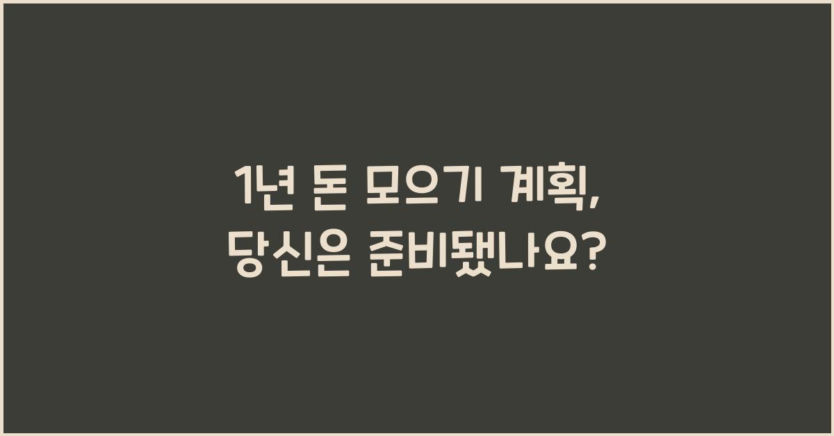 1년 돈 모으기 계획
